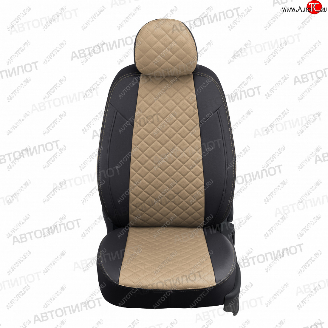 14 249 р. Чехлы сидений (экокожа) Автопилот Ромб  Honda Civic  FK2 (2011-2016) хэтчбэк 5 дв. (черный/темно-бежевый)  с доставкой в г. Пермь