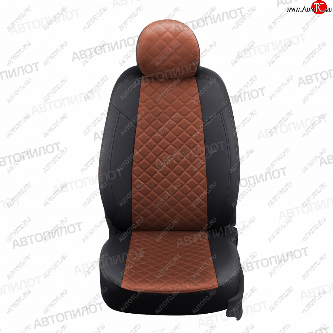 14 249 р. Чехлы сидений (экокожа/алькантара) Автопилот Ромб  Honda Civic  FK2 (2011-2016) хэтчбэк 5 дв. (черный/коричневый)  с доставкой в г. Пермь