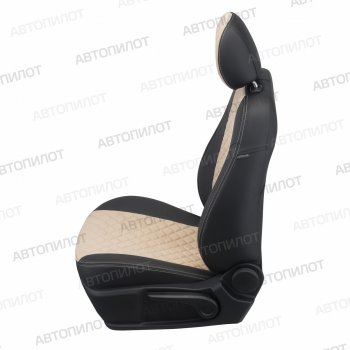 14 249 р. Чехлы сидений (экокожа/алькантара) Автопилот Ромб  Honda CR-V  RE1,RE2,RE3,RE4,RE5,RE7 (2007-2012) дорестайлинг, рестайлинг (черный/бежевый)  с доставкой в г. Пермь. Увеличить фотографию 3