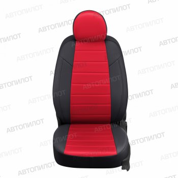 Чехлы сидений (экокожа/алькантара, 5 мест) Автопилот Honda Pilot  YF4 (2008-2015) дорестайлинг, рестайлинг (черный/красный)