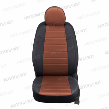 Чехлы сидений (экокожа/алькантара, 8 мест) Автопилот Honda Pilot  YF4 (2008-2015) дорестайлинг, рестайлинг (черный/коричневый)