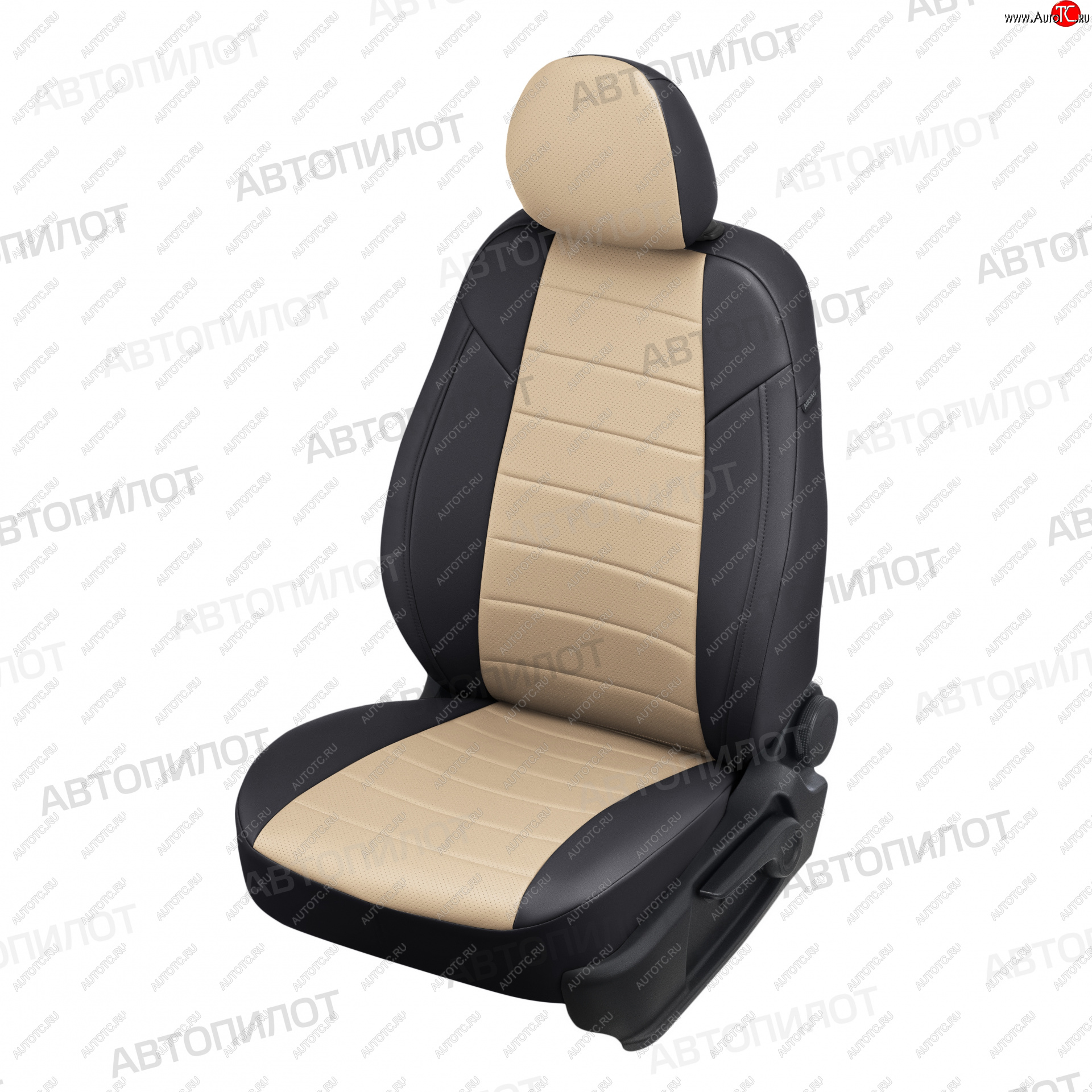 8 249 р. Чехлы сидений (экокожа) Автопилот Hyundai Elantra HD (2006-2011) (черный/бежевый)  с доставкой в г. Пермь