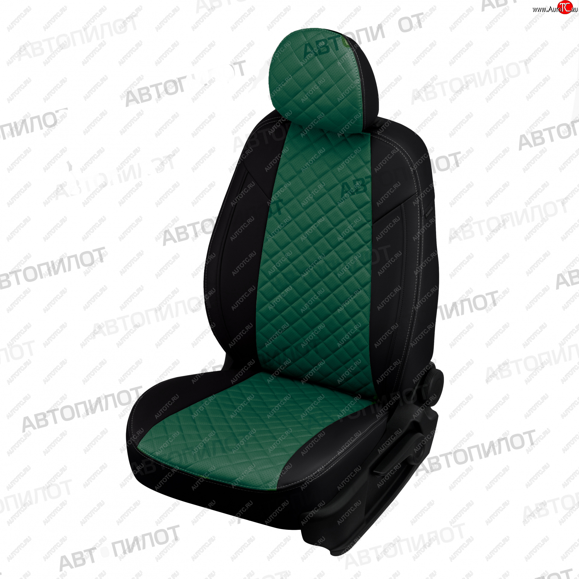 10 249 р. Чехлы сидений (экокожа) Автопилот Ромб  Hyundai Santa Fe  CM (2006-2012) дорестайлинг, рестайлинг (черный/зеленый)  с доставкой в г. Пермь