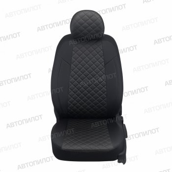 8 499 р. Чехлы сидений (экокожа, сплош) Автопилот Ромб Hyundai Solaris RBr седан дорестайлинг (2010-2014) (черный)  с доставкой в г. Пермь. Увеличить фотографию 2