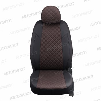 Чехлы сидений (экокожа, GT Line) Автопилот Ромб KIA Cerato  4 BD (2018-2025) дорестайлинг седан, рестайлинг седан (черный/шоколад)