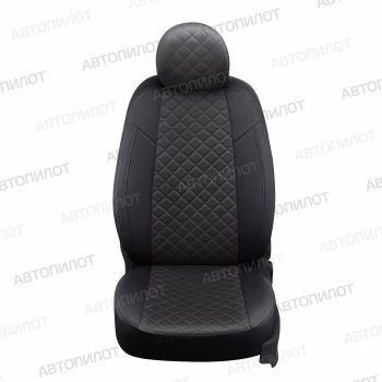 Чехлы сидений (экокожа/алькантара, 5 мест) Автопилот Ромб KIA Sorento  BL (2002-2010) дорестайлинг, рестайлинг (темно-серый)