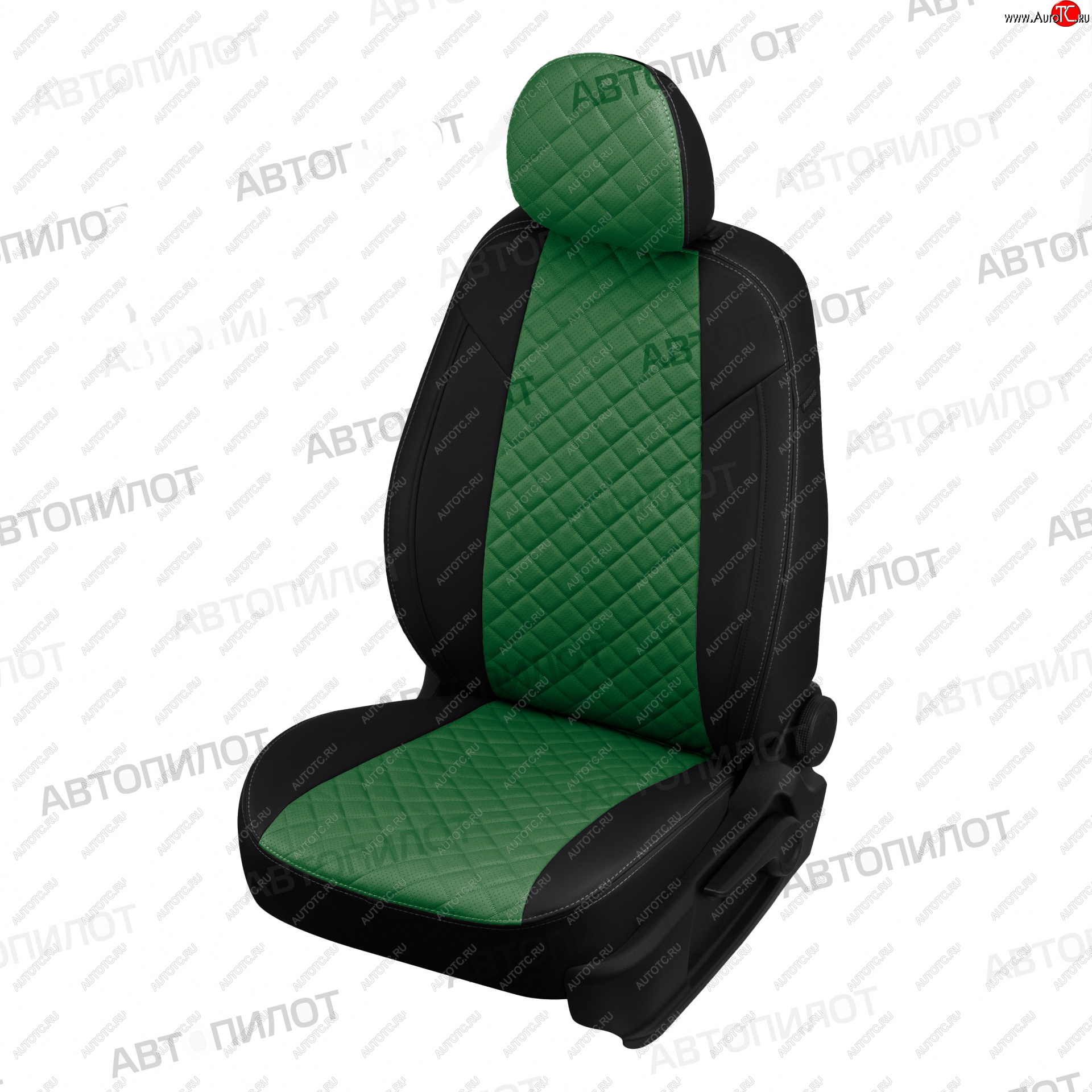 10 249 р. Чехлы сидений (экокожа) Автопилот Ромб KIA Venga дорестайлинг (2009-2015) (черный/зеленый)  с доставкой в г. Пермь