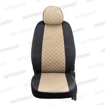 8 499 р. Чехлы на сиденья Ромб (раздел. 40/60 экокожа) Автопилот Лада Приора 2172 хэтчбек дорестайлинг (2008-2014) (черный/бежевый)  с доставкой в г. Пермь. Увеличить фотографию 3