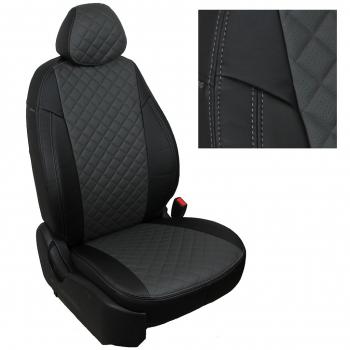 Чехлы сидений (экокожа) Автопилот Ромб Mazda 3/Axela  BL (2009-2013) дорестайлинг седан, дорестайлинг, хэтчбэк 5 дв., рестайлинг седан, рестайлинг, хэтчбэк (черный/темно-серый)