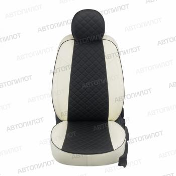 8 749 р. Чехлы на сиденья Ромб (к. Active Supreme 3 отд. части + вырез под задний подлок. экокожа) Автопилот Mazda CX-5 KF (2016-2025) (белый/черный)  с доставкой в г. Пермь. Увеличить фотографию 3