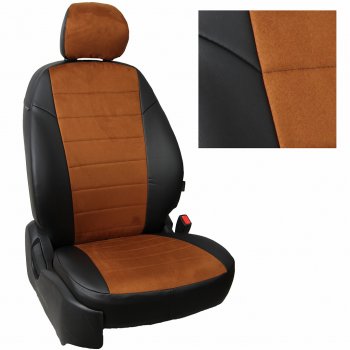 13 849 р. Чехлы на сиденья Алькантара (к. Drive экокожа) Автопилот Mazda CX-5 KF (2016-2025) (черный/коричневый)  с доставкой в г. Пермь. Увеличить фотографию 2