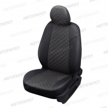 Чехлы на сиденья Алькантара ромб (сплошная горбы экокожа) Автопилот Nissan Almera Classic  седан (2006-2013) B10 (черный/темно-серый)