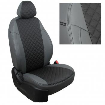 8 749 р. Чехлы на сиденья Ромб (раздел. 40/60 экокожа) Автопилот  Nissan Almera  G15 (2012-2019) седан (серый/черный)  с доставкой в г. Пермь. Увеличить фотографию 2