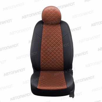 8 749 р. Чехлы на сиденья Ромб (раздел. 40/60 экокожа) Автопилот  Nissan Note  1 (2004-2013) E11 дорестайлинг, E11 рестайлинг (черный/коричневый)  с доставкой в г. Пермь. Увеличить фотографию 3