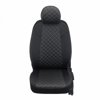 8 749 р. Чехлы на сиденья Ромб (раздельн. 40/60 экокожа) Автопилот  Renault Kaptur (2016-2025) дорестайлинг, рестайлинг (черный/строчка белая)  с доставкой в г. Пермь. Увеличить фотографию 3