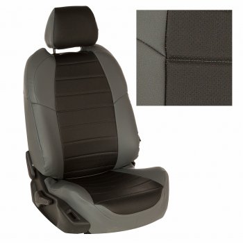 8 399 р. Чехлы на сиденья Экокожа (к. Comfort Luxe экокожа) Автопилот  Уаз Патриот ( 23632,  3163 5 дв.) (2016-2025) 2-ой рестайлинг пикап, 2-ой рестайлинг (серый/черный)  с доставкой в г. Пермь. Увеличить фотографию 2