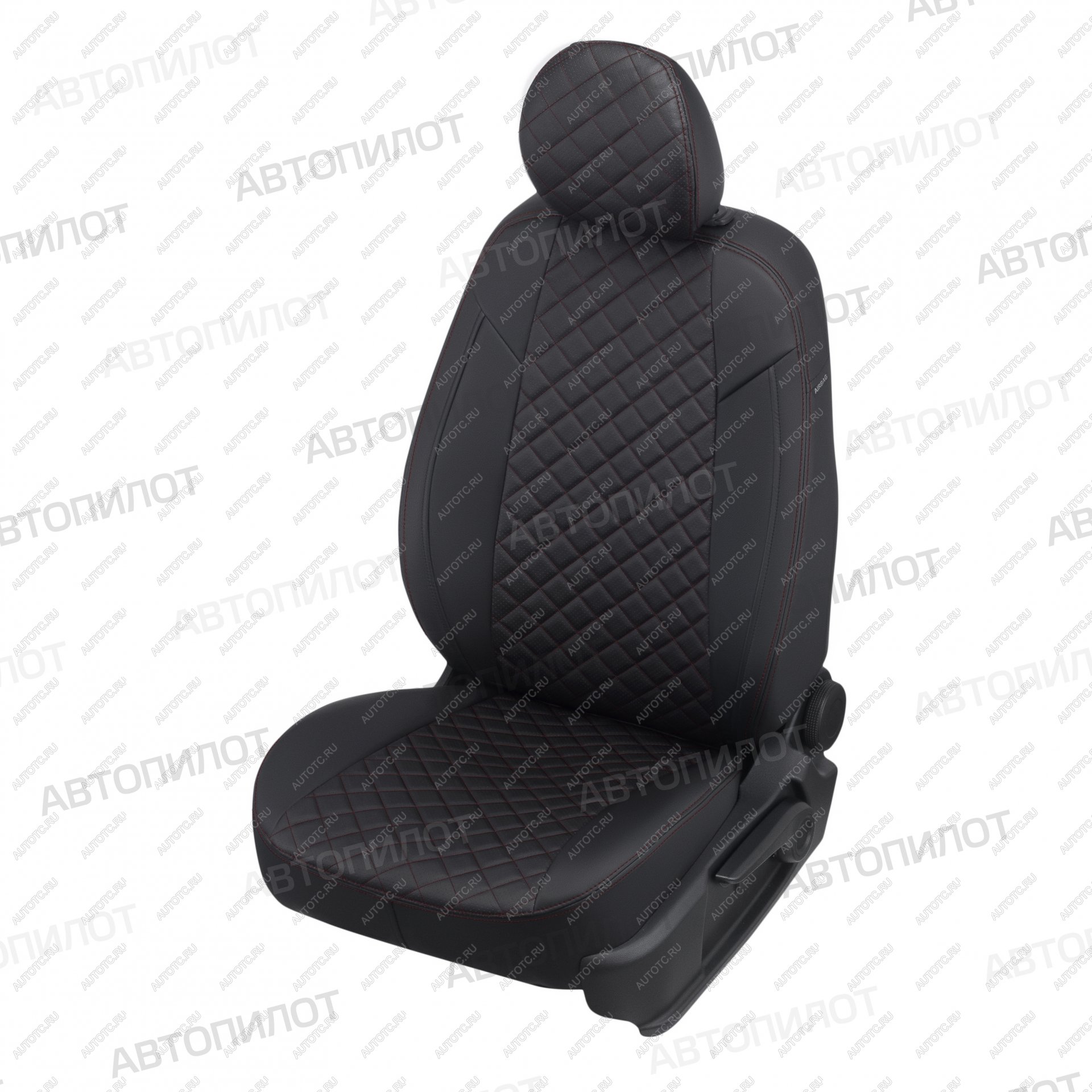 8 749 р. Чехлы на сиденья Ромб (к. Comfort Luxe экокожа) Автопилот  Уаз Патриот ( 23632,  3163 5 дв.) (2016-2025) 2-ой рестайлинг пикап, 2-ой рестайлинг (черный/строчка красная)  с доставкой в г. Пермь