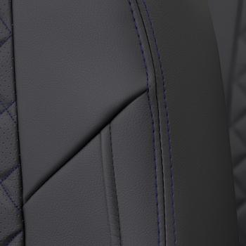8 749 р. Чехлы на сиденья Ромб (к. Comfort Luxe экокожа) Автопилот  Уаз Патриот  23632 (2016-2025) 2-ой рестайлинг пикап (черный/строчка синяя)  с доставкой в г. Пермь. Увеличить фотографию 6