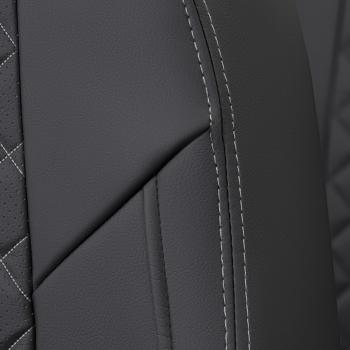 8 749 р. Чехлы на сиденья Ромб (к. Comfort Luxe экокожа) Автопилот  Уаз Патриот ( 23632,  3163 5 дв.) (2016-2025) 2-ой рестайлинг пикап, 2-ой рестайлинг (черный/строчка белая)  с доставкой в г. Пермь. Увеличить фотографию 6