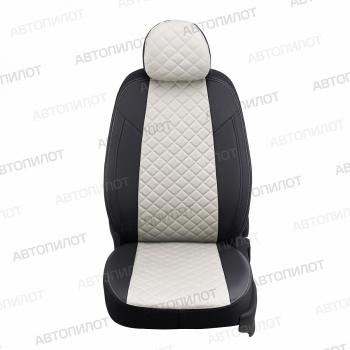 8 749 р. Чехлы на сиденье Ромб (раздел. 40/60 экокожа) Автопилот Volkswagen Polo 5 седан дорестайлинг (2009-2015) (черный/белый)  с доставкой в г. Пермь. Увеличить фотографию 6
