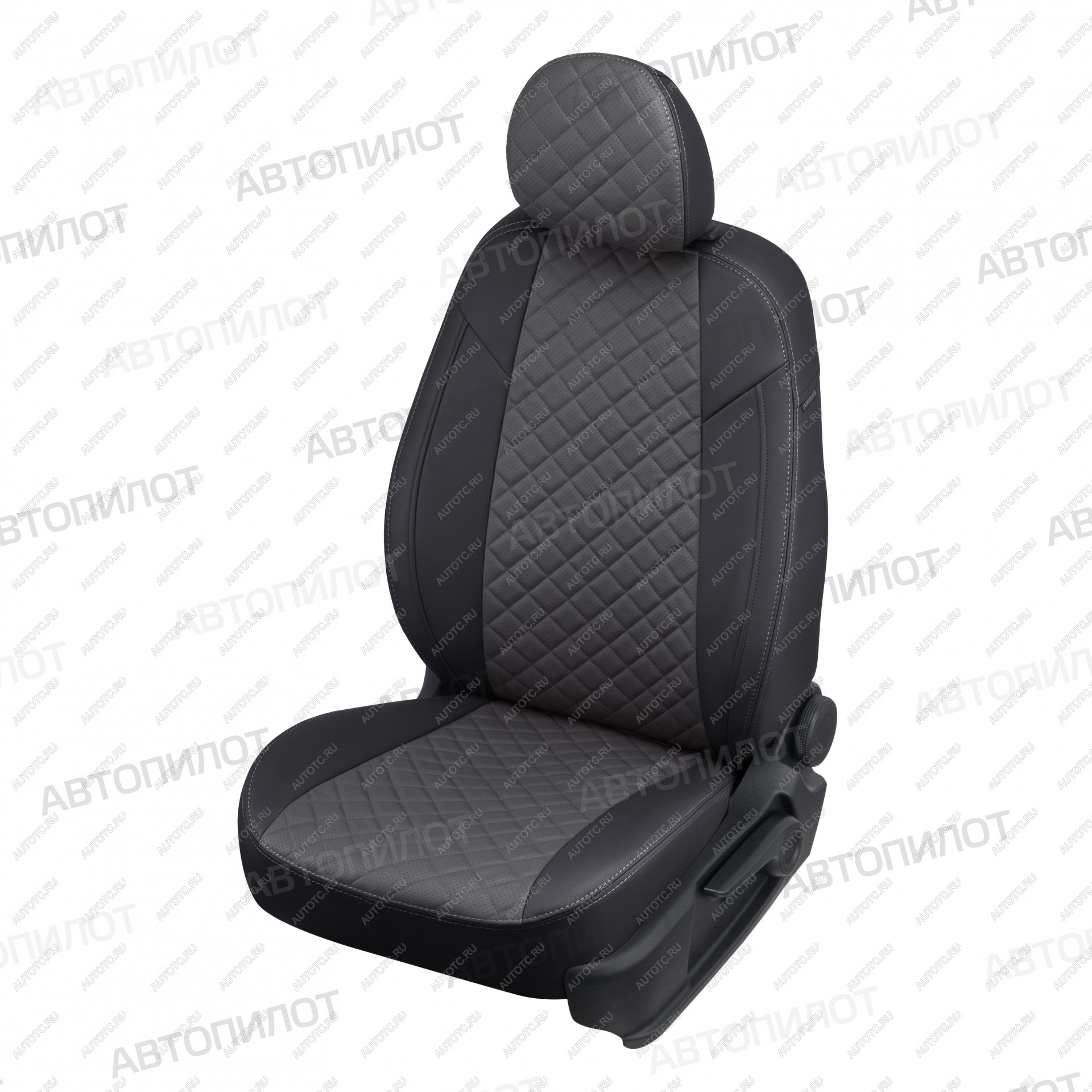 8 749 р. Чехлы на сиденья Ромб (сплошной экокожа) Автопилот  Volkswagen Polo  5 (2009-2020) седан дорестайлинг, седан рестайлинг (черный/темно-серый)  с доставкой в г. Пермь