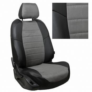 4 999 р. Чехлы на сиденья Алькантара (3 места экокожа) Автопилот  Volkswagen Caravelle  T5 - Multivan  T5 (черный/серый)  с доставкой в г. Пермь. Увеличить фотографию 2