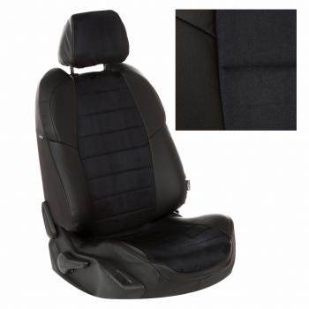 13 649 р. Чехлы на сиденья Алькантара (3 отд. части экокожа) Автопилот Volkswagen Touran 1T 1-ый рестайлинг минивэн (2006-2010) (черный)  с доставкой в г. Пермь. Увеличить фотографию 2