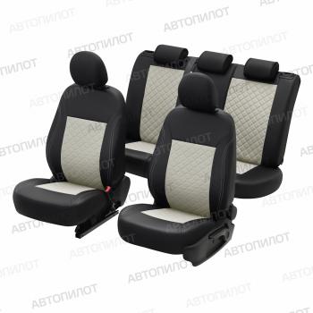 4 599 р. Чехлы на сиденье универсальные (2 места экокожа) Автопилот HOWO T7H (2018-2025) (черный/белый)  с доставкой в г. Пермь. Увеличить фотографию 12