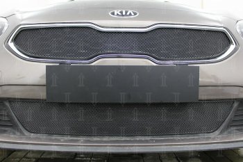 2 999 р. Защитная сетка в бампер (низ, ячейка 3х7 мм) Alfeco Стандарт KIA Ceed 3 CD универсал (2018-2025) (Чёрная)  с доставкой в г. Пермь. Увеличить фотографию 2