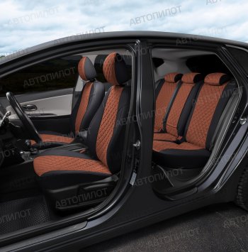 14 249 р. Чехлы сидений (экокожа/алькантара, 40/60) Автопилот Ромб  Volkswagen Polo  9N1 (2001-2009) хэтчбэк 5 дв. дорестайлинг, рестайлинг, хэтчбэк 5 дв. (черный/коричневый)  с доставкой в г. Пермь. Увеличить фотографию 6