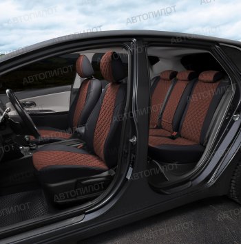 14 249 р. Чехлы сидений (экокожа/алькантара, 40/60) Автопилот Ромб  Volkswagen Polo  9N1 (2001-2009) хэтчбэк 5 дв. дорестайлинг, рестайлинг, хэтчбэк 5 дв. (черный/шоколад)  с доставкой в г. Пермь. Увеличить фотографию 6