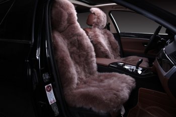  Накидки на сиденья (Овчина цельная шкура класс А длинный ворс натур. мех) Автопилот  (коричневый)