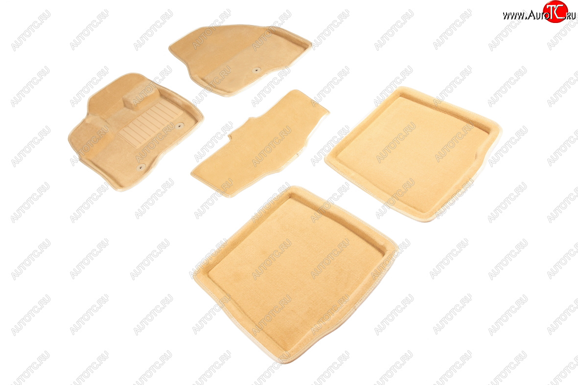 7 649 р. Комплект ковриков салона (ворсовые, 3D) SEINTEX  Ford Explorer  U502 (2015-2018) 1-ый рестайлинг, 5 дв. (Бежевый)  с доставкой в г. Пермь