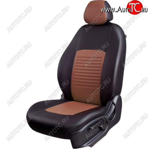 4 499 р. Комплект чехлов для сидений (РЗС 60/40, 2П Илана+Орегон) ТУРИН Lord Autofashion Chery Kimo A1 хэтчбэк (2008-2014) (черный, вставка темно-коричневая, строчка темно-коричневая)  с доставкой в г. Пермь