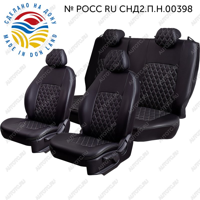9 449 р. Чехлы для сидений (РЗС60/40, Экокожа ИЛАНА+ОРЕГОН) Турин ромб Lord Auto Chevrolet Spark M200,250 (2005-2010) (черный/серый)  с доставкой в г. Пермь
