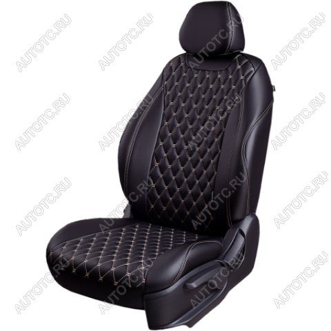 12 649 р.  Комплект чехлов для сидений (РЗСиС 40/60 ЗГ Орегон) БАЙРОН Lord Autofashion  Chevrolet Spark  M300 (2010-2015), Ravon R2 (2016-2025) (черный, вставка черная, строчка бежевая)  с доставкой в г. Пермь