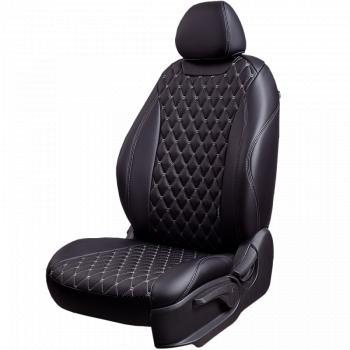 13 949 р. Чехлы для сидений (РЗС60/4, Экокожа) БАЙРОН РОМБ Lord Auto  Geely GC6 (2014-2017) (черный/темно-серый)  с доставкой в г. Пермь. Увеличить фотографию 2