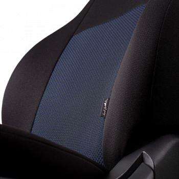 7 599 р. Комплект чехлов для сидений (РЗС 40/60 2П+1Г Жаккард) Дублин Lord Autofashion Hyundai Sonata EF рестайлинг ТагАЗ (2001-2013) (черный, вставка Ёж синяя)  с доставкой в г. Пермь. Увеличить фотографию 4