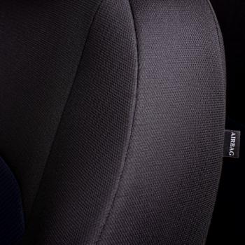 7 599 р. Комплект чехлов для сидений (РЗС 40/60 2П+1Г Жаккард) Дублин Lord Autofashion Hyundai Sonata EF рестайлинг ТагАЗ (2001-2013) (черный, вставка Ёж синяя)  с доставкой в г. Пермь. Увеличить фотографию 9