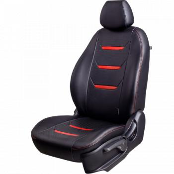 Комплект чехлов для сидений (РЗС 60/40 2П+1Г Орегон) ТУРИН-2 Lord Autofashion Renault Duster  HS (2015-2021) рестайлинг (черный, вставка черная+красная, строчка красная)