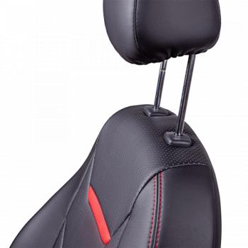 11 899 р. Комплект чехлов для сидений (к.Ambition РЗСиС 40/60 2 Г Орегон) ТУРИН-2 Lord Autofashion  Skoda Fabia  Mk2 (2007-2014) универсал дорестайлинг, хэтчбэк дорестайлинг, универсал рестайлинг, хэтчбэк рестайлинг (черная, вставка черная+красная, строчка красная)  с доставкой в г. Пермь. Увеличить фотографию 5