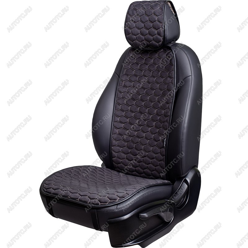 1 759 р. Накидка на сиденье (1 место Афины) МОНРО ст СОТА Lord Autofashion   (черный, строчка бежевая)  с доставкой в г. Пермь