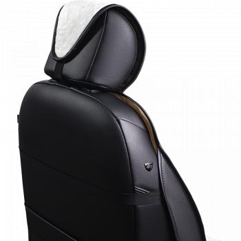 4 999 р. Накидка на сиденье (2 места Мех НЕРПА + ОРЕГОН) ФЕНИКС ст РОМБ Lord Autofashion   (черный, вставка белая, строчка белая)  с доставкой в г. Пермь. Увеличить фотографию 4