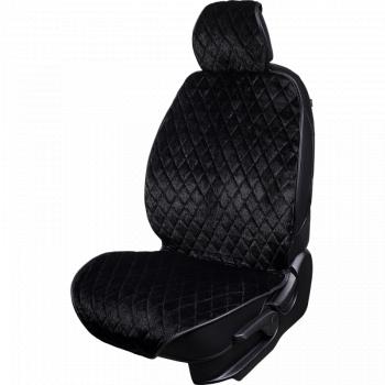 4 999 р. Накидка на сиденье (2 места Мех НЕРПА + ОРЕГОН) ФЕНИКС ст РОМБ Lord Autofashion   (черный, вставка черная, строчка черная)  с доставкой в г. Пермь. Увеличить фотографию 3