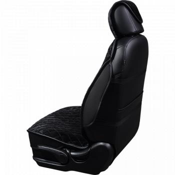 4 999 р. Накидка на сиденье (2 места Мех НЕРПА + ОРЕГОН) ФЕНИКС ст РОМБ Lord Autofashion   (черный, вставка черная, строчка черная)  с доставкой в г. Пермь. Увеличить фотографию 4