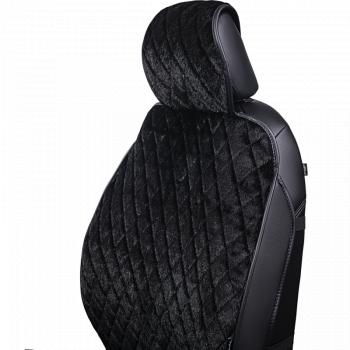 4 999 р. Накидка на сиденье (2 места Мех НЕРПА + ОРЕГОН) ФЕНИКС ст РОМБ Lord Autofashion   (черный, вставка черная, строчка черная)  с доставкой в г. Пермь. Увеличить фотографию 6