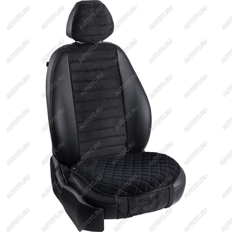 829 р. Подушка-комфорт ст РОМБ (Софа) Lord Autofashion   (черный, строчка бежевая)  с доставкой в г. Пермь