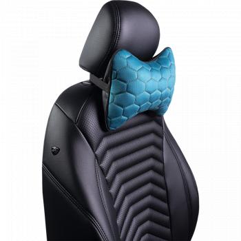 439 р. Подушка-косточка (Илана+Афины) КОСТОЧКА ст СОТА Lord Autofashion Hyundai Solaris HCR седан дорестайлинг (2017-2020) (черный, бирюзовый, строчка бежевая)  с доставкой в г. Пермь. Увеличить фотографию 7
