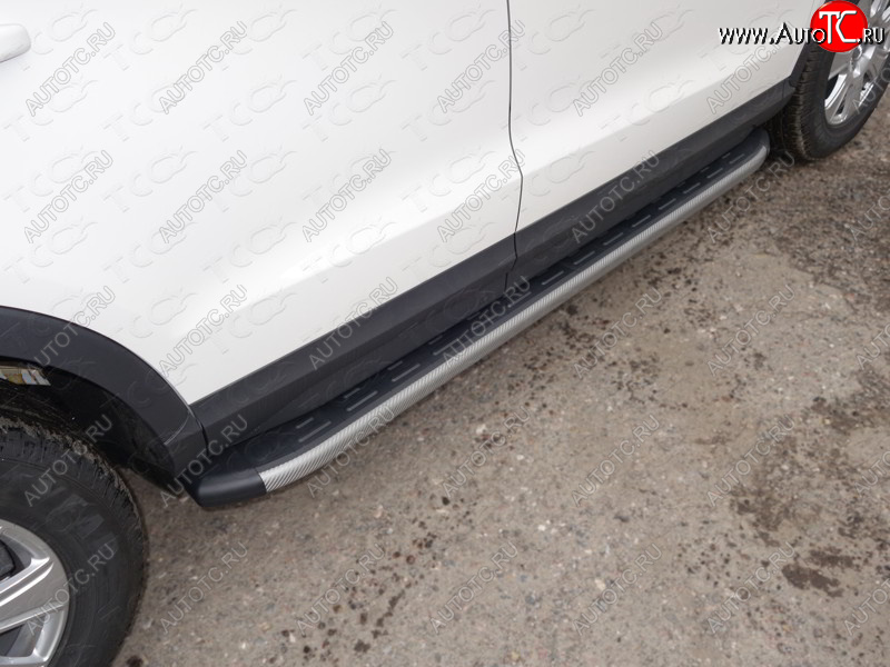 21 999 р. Пороги алюминиевые с пластиковой накладкой ТСС Тюнинг  Audi Q3  8U (2011-2015) дорестайлинг (карбон серый)  с доставкой в г. Пермь