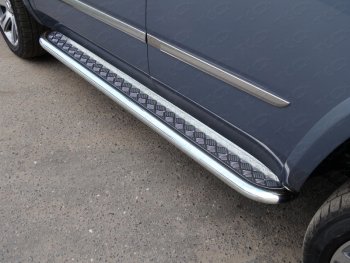 Пороги с площадкой 60,3 мм ТСС Тюнинг Cadillac Escalade  GMTK2 джип 5 дв. (2015-2020) короткая база (серые)